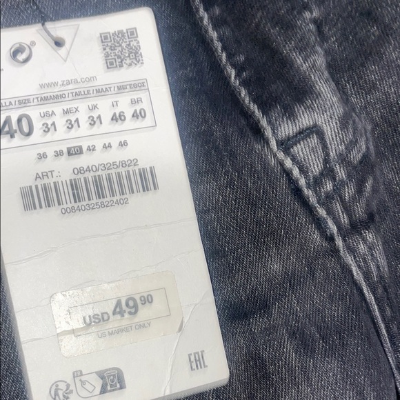 Zara Men's Black Wash Jeans,EU 40/US 31 waist!NWT - Picture 5 of 10